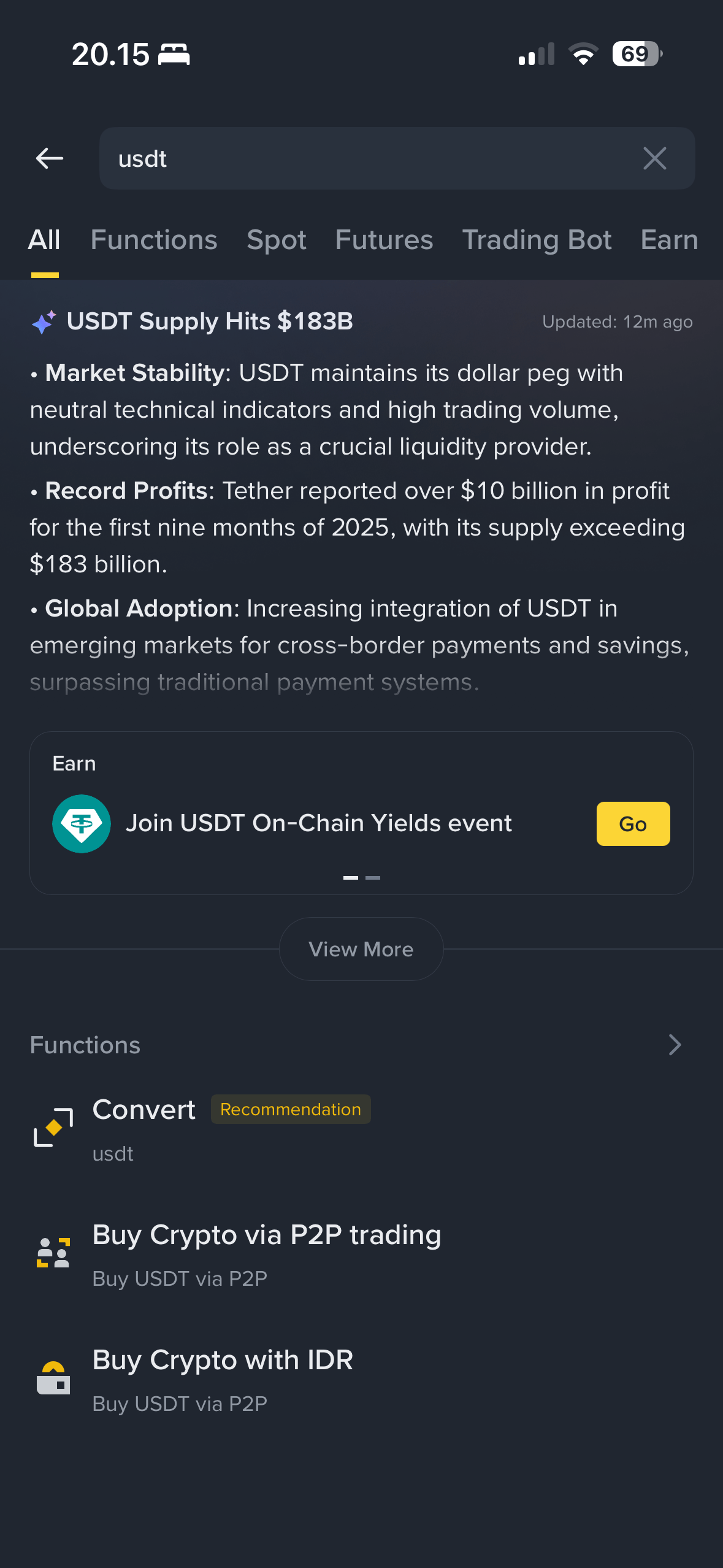 Beli mata uang kripto USDT Tether di Binance