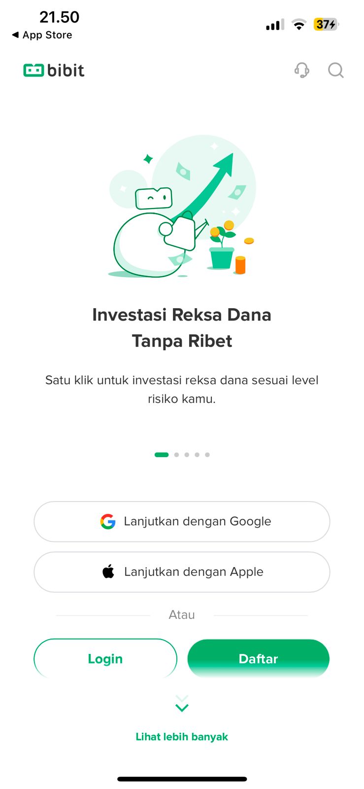 Bibit vs Ajaib: Halaman utama Bibit