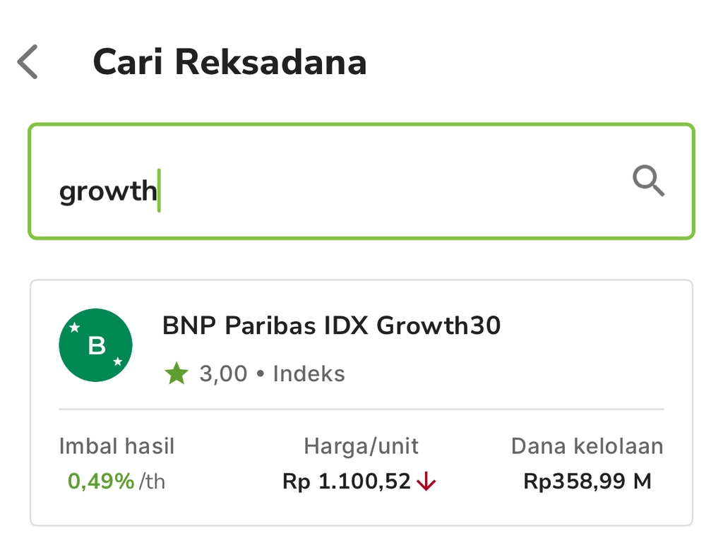 Halaman pencarian reksa dana