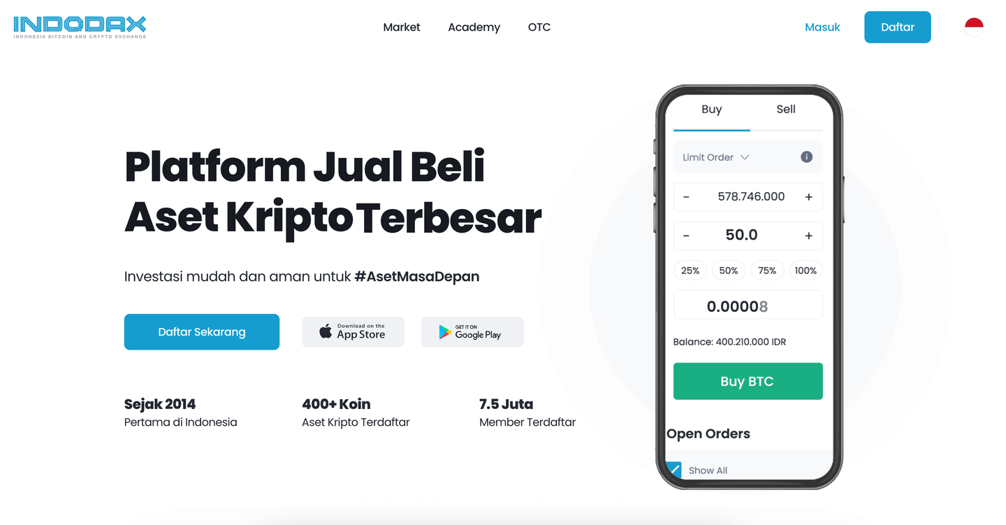 Halaman utama Tokocrypto vs Indodax