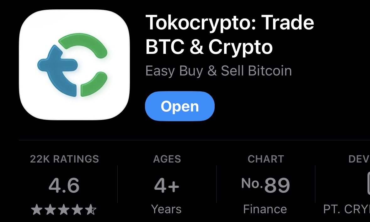 Rating Tokocrypto di App Store