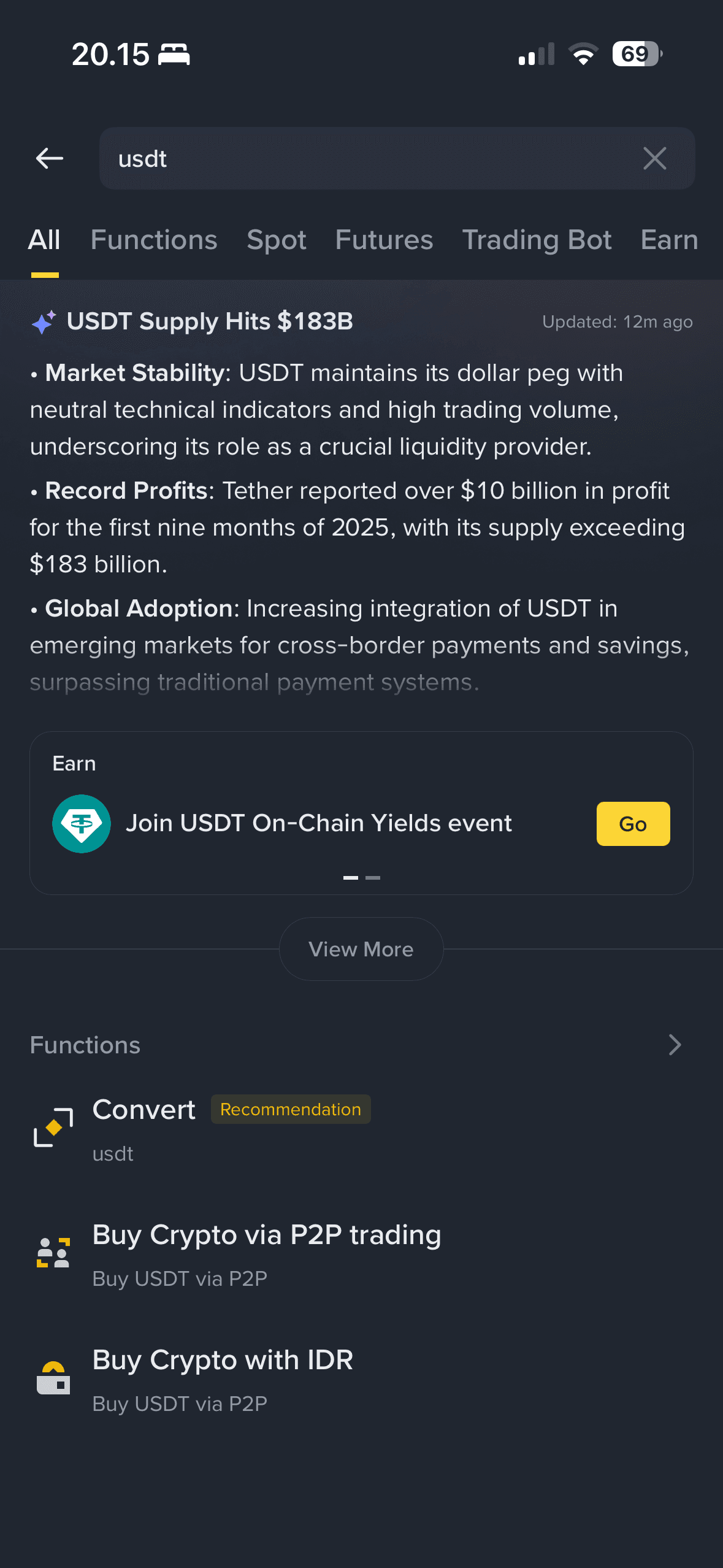 Beli mata uang kripto USDT Tether di Binance