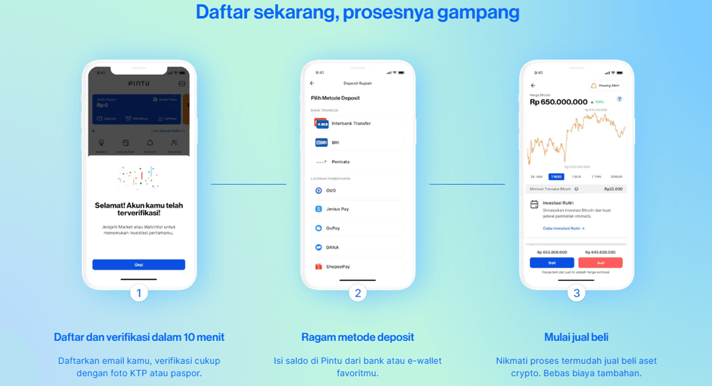 cara daftar akun di PINTU