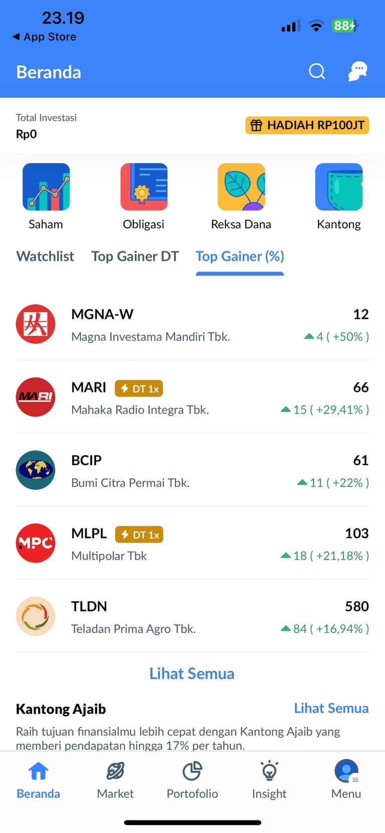 Stockbit vs Ajaib: tampilan aplikasi ajaib