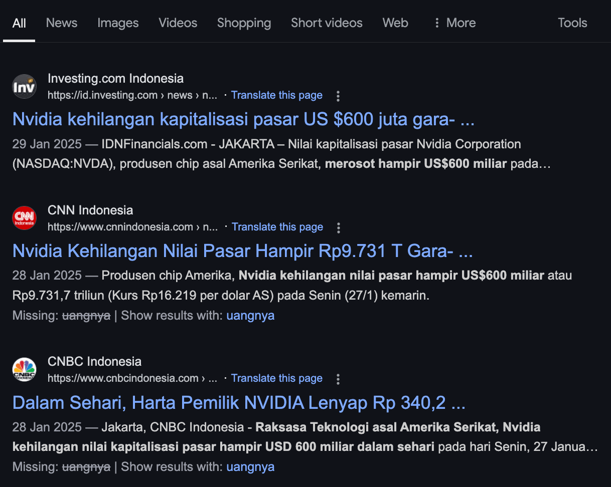 Bom Donald Trump: Berita Perusahaan Nvdia kehilangan kapitalisasinya mencapai US$ 600 miliar