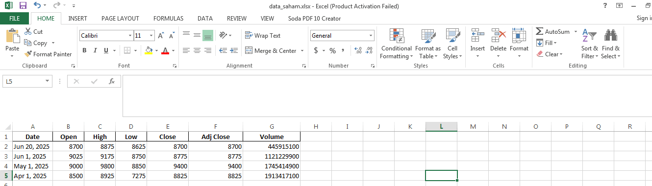 cara impor data dividen saham dari Yahoo Finance