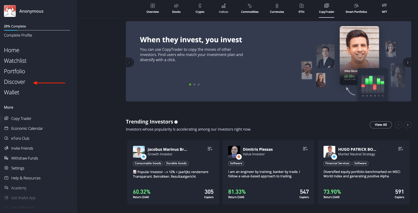 fitur copy trading dan smart portfolios