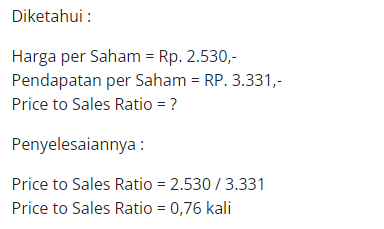 Contoh menghitung PSR dengan data harga saham
