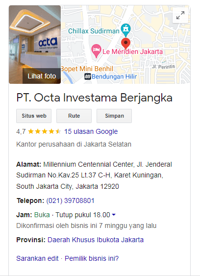 review broker Octa di Google