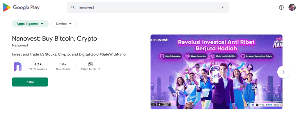Review Nanovest vs Gotrade di Google Play Store