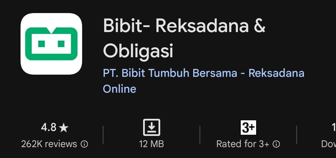 Rating Bibit di Play Store