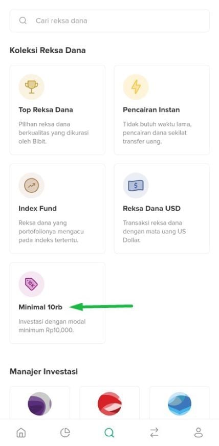 Tampilan aplikasi Bibit