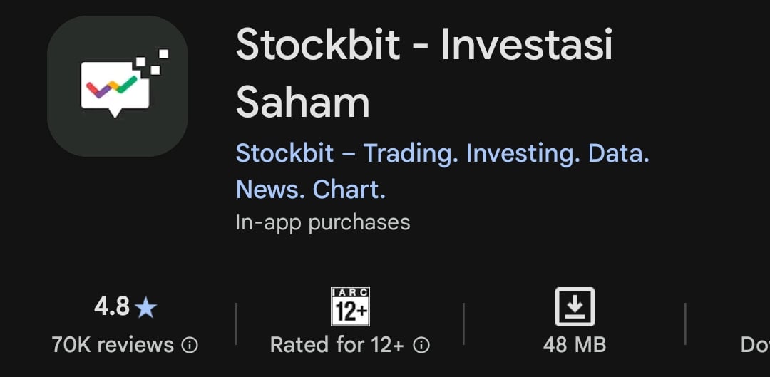 Rating Stockbit di Google Play Store