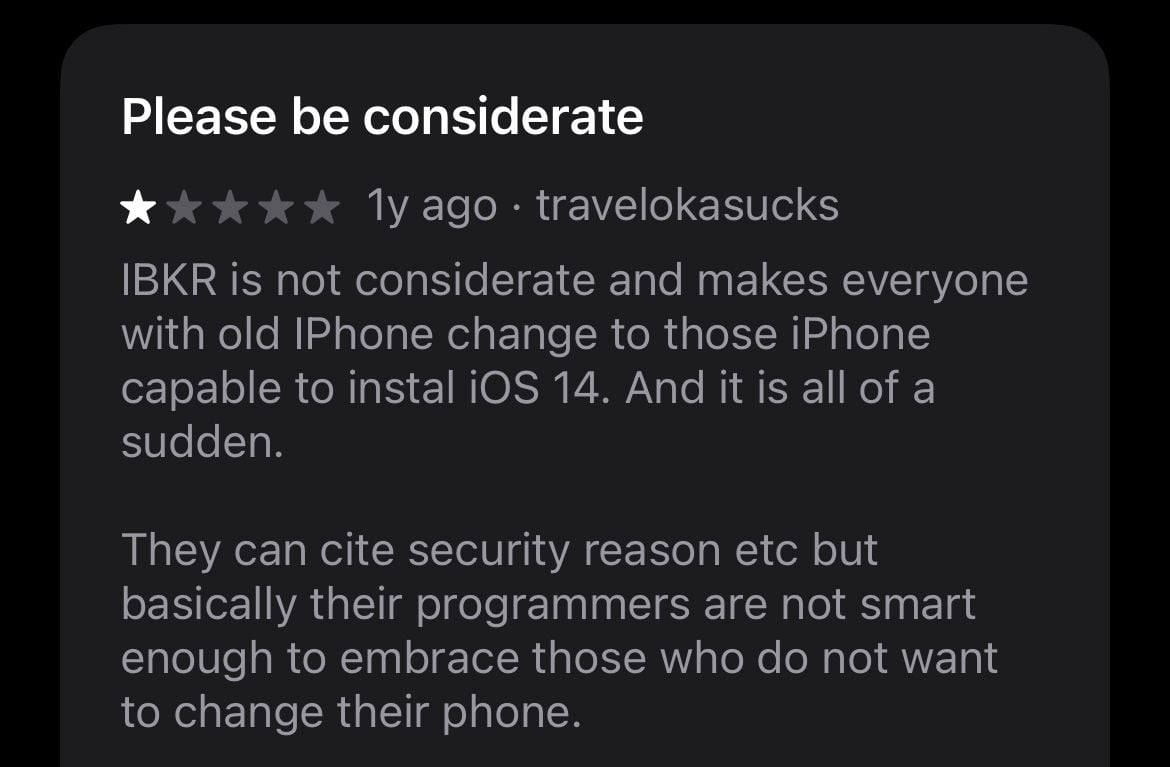 Kritikan pengguna terhadap aplikasi IBKR Mobile