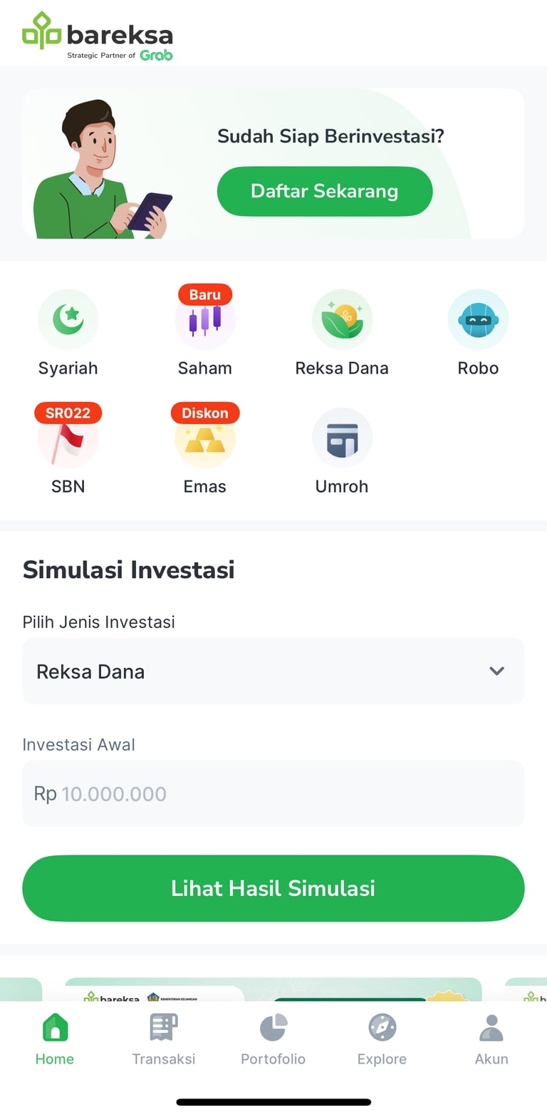Halaman utama Bareksa, tempat beli reksa dana pertumbuhan