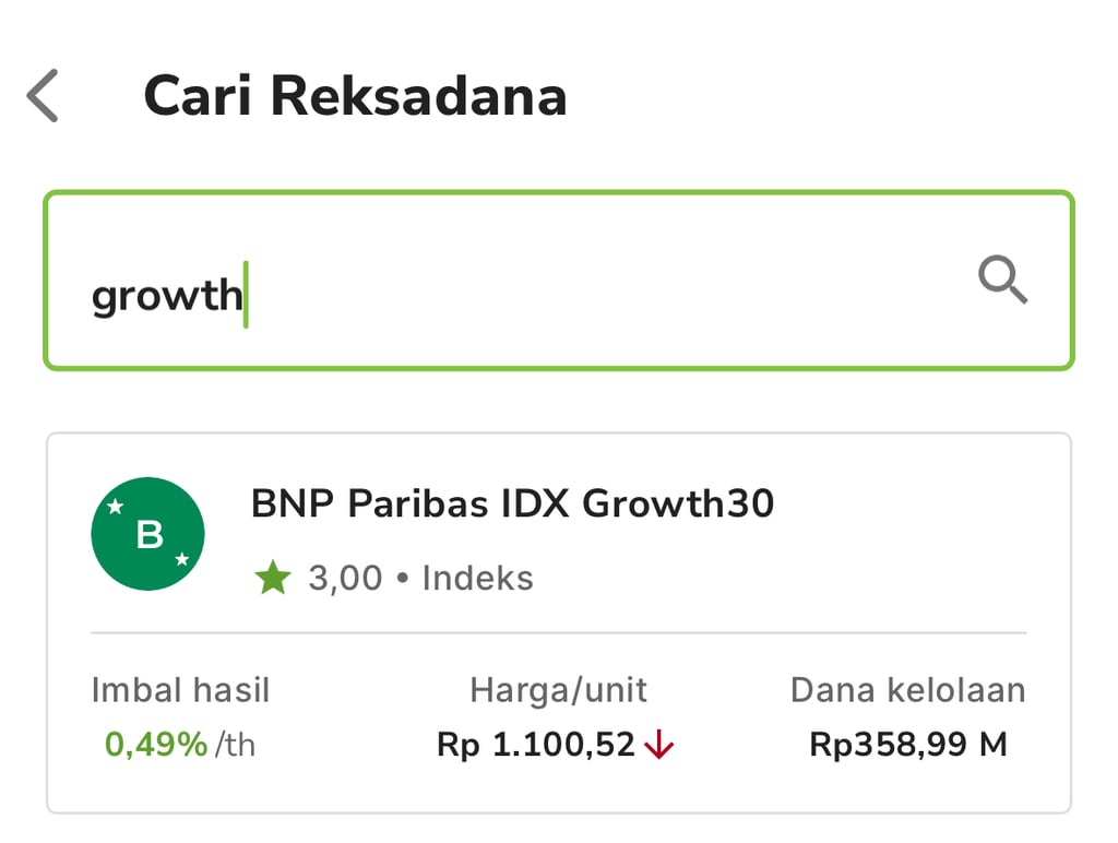 Halaman pencarian reksa dana