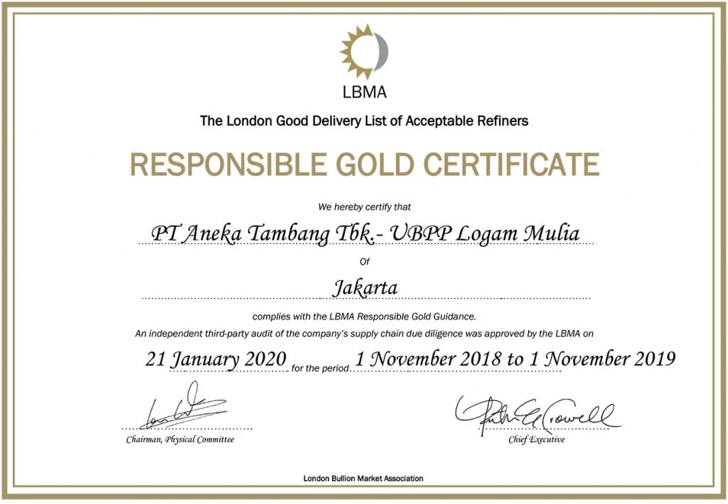sertifikat LBMA antam