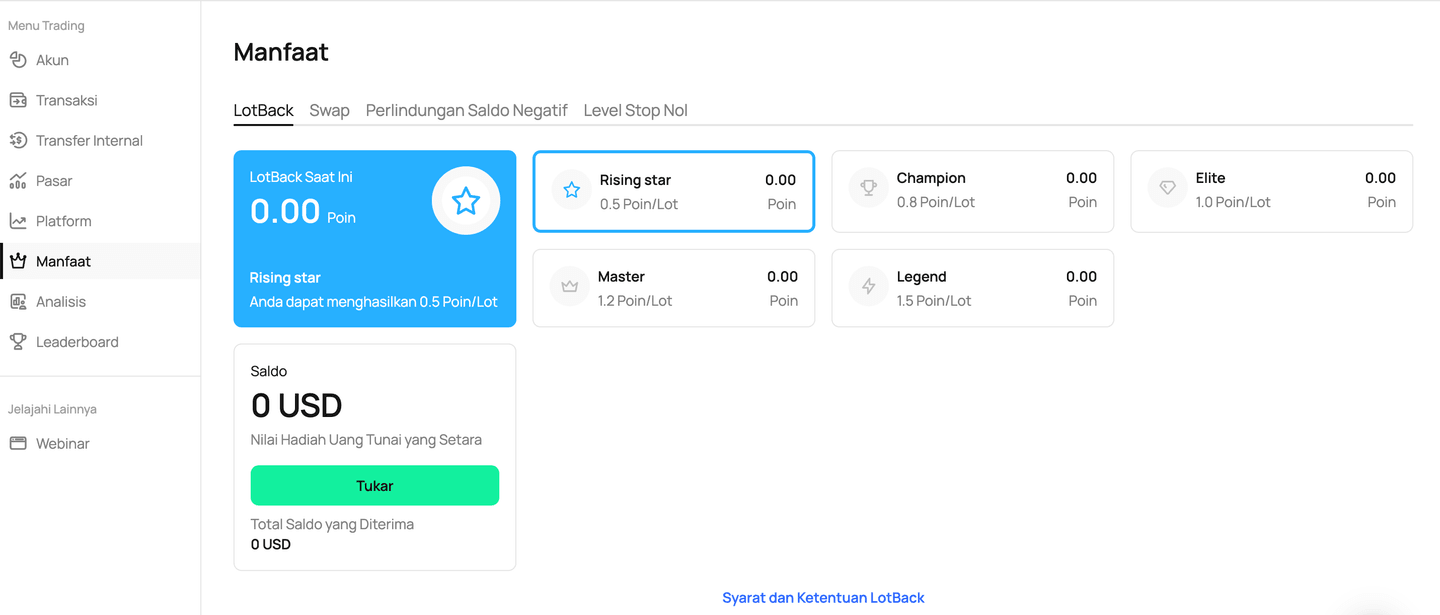 Tidak tawarkan IUX no deposit bonus, IUX punya program LotBack yang beri cashback kepada para trader