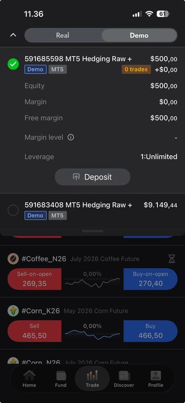 review tampilan trading di demo account FxPro Mobile versi iOS.
