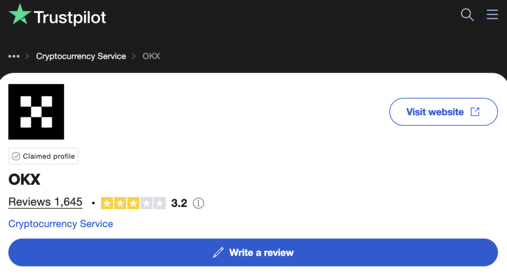 Ulasan OKX di Trustpilot