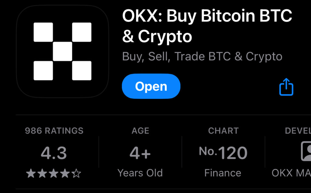 Rating OKX di App Store (iOS)