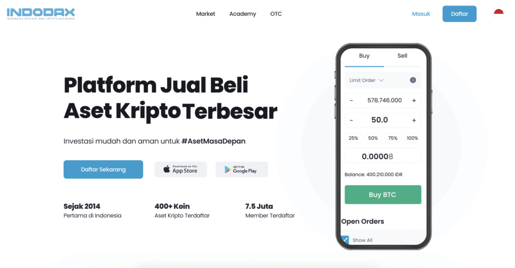 Halaman utama Tokocrypto vs Indodax
